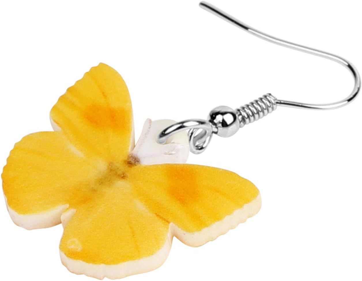 DOWAY Acrylic Yellow Butterfly Earrings Dangle for Women Drop Jewelry, Spring Summer Butterfly Gifts Decoration - Image 3
