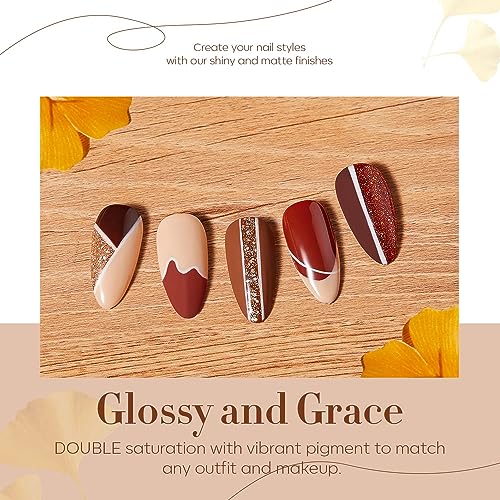 Image of DUDUSTRONG Bolt Bee Gel Glossy Finish Nail Polish Kit Gel Nail Polish Set, Fall Winter 6 Colors Gel Polish Kit Gold Glitter Brown For Women Mom (A1 A-Fall Queen (94+121+136+88+123+62)), 90 Ml