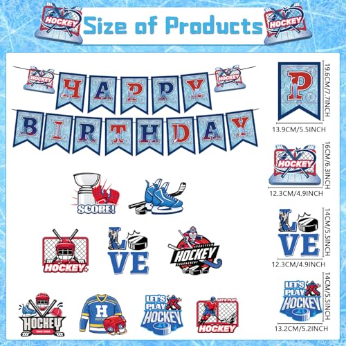 Image of Hockey Birthday Party Decorations - 11PCS Hockey Birthday Decorations Banner Hanging Swirls Game Day Game Time Sport Themed Party Decor Supplies for Kids Fans Boys
