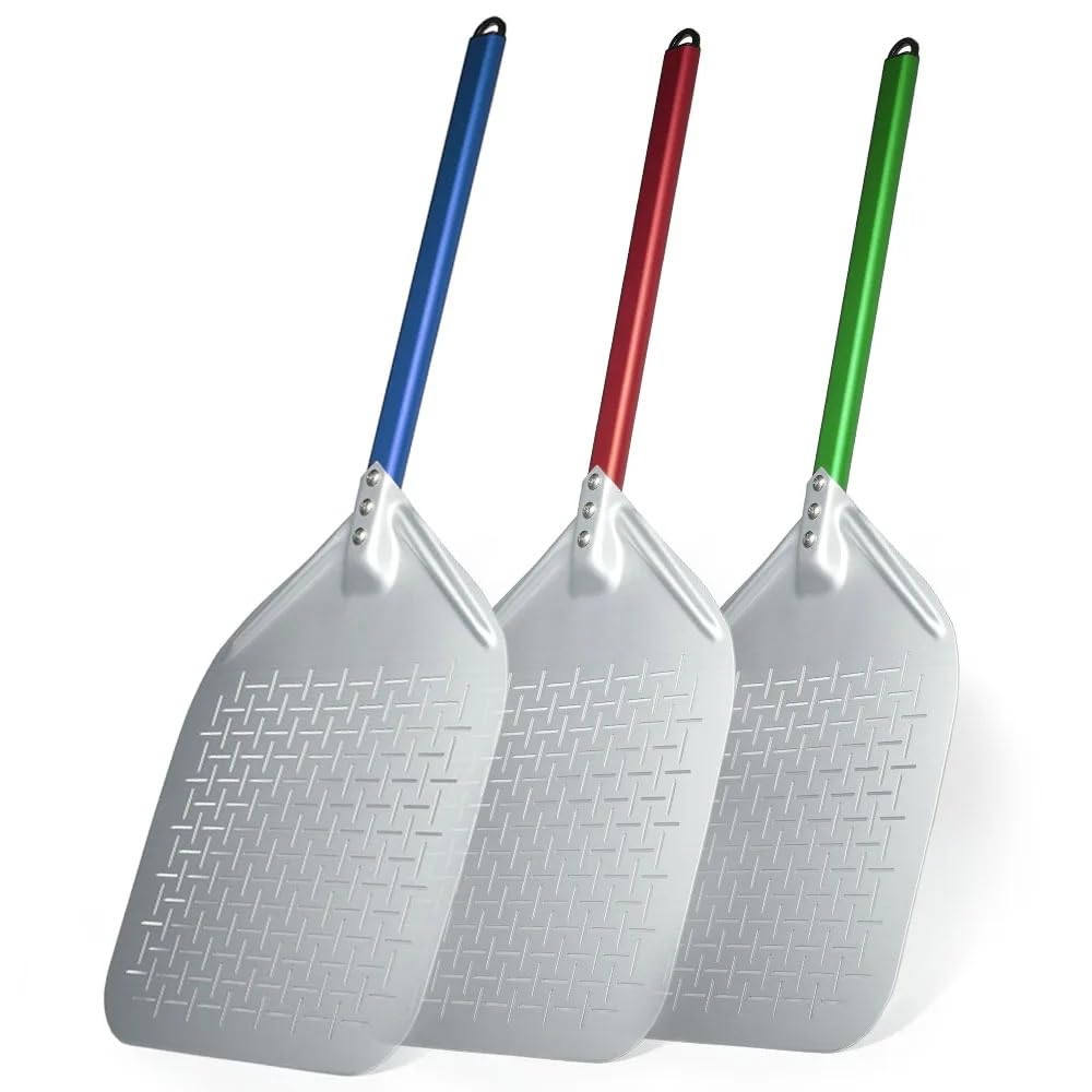 Perforowana łopatka do pizzy, 30 cm, łopatka do pizzy ze stopu aluminium, do piekarnika, rozmiary 30,5 cm, lekka szpatułka, idealna do pieczenia i serwowania pizzy, kolor zielony