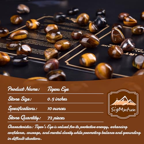 Image of Polished Tigers Eye Crystals - 72 Pcs, 0.5 inch 10 oz Handpicked Natural Tumbled Gemstones Rocks, Pebbles for Reiki, Chakra, Healing Home Decor