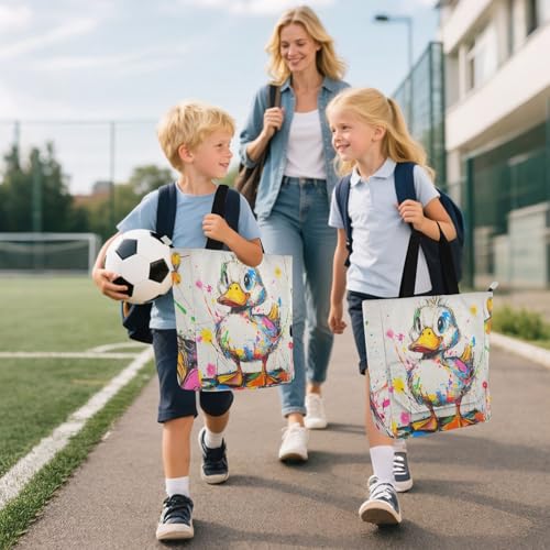 Bolsa de libros resistente y ligera con bonito diseño de pato 6