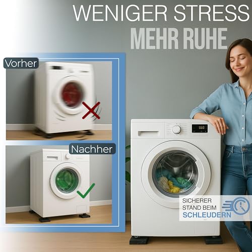 Premium Schwingungsdämpfer als Waschmaschinenunterlage und Vibrationsdämpfer | Antirutschpads | weniger Lärm und Bewegung | Antivibrationsmatte für Lautsprecher, 3D-Drucker | 4 Stück 10mm