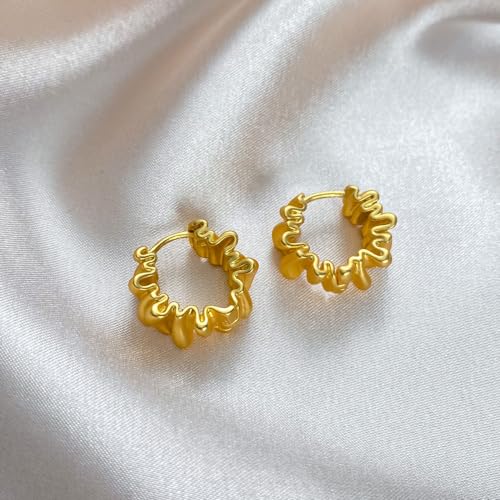 Women's Hoop Earrings, Trendy Twisted Rope Chunky Gold Plated Hoop Cuff Lightweight Hypoallergenic Statement Earrings Daily Matching Jewelry Gifts4