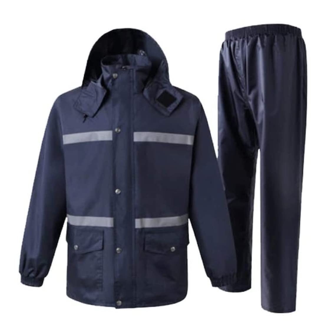 Chaleco de Trabajo de Alta Visibilidad, Chaleco Reflectante Azul Marino Impermeable Transpirable Tela Oxford Múltiples tamaños(4XL)