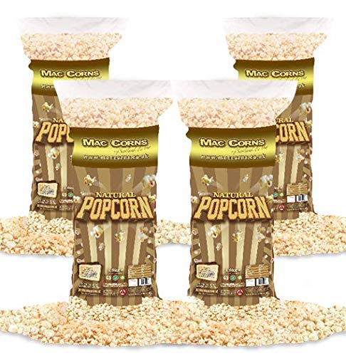 Plain Natural (Naked) Un-Flavoured Popcorn ~ 4 x 1.9kg Bulk Packs ~ Traditionally Popped, Allergen Free