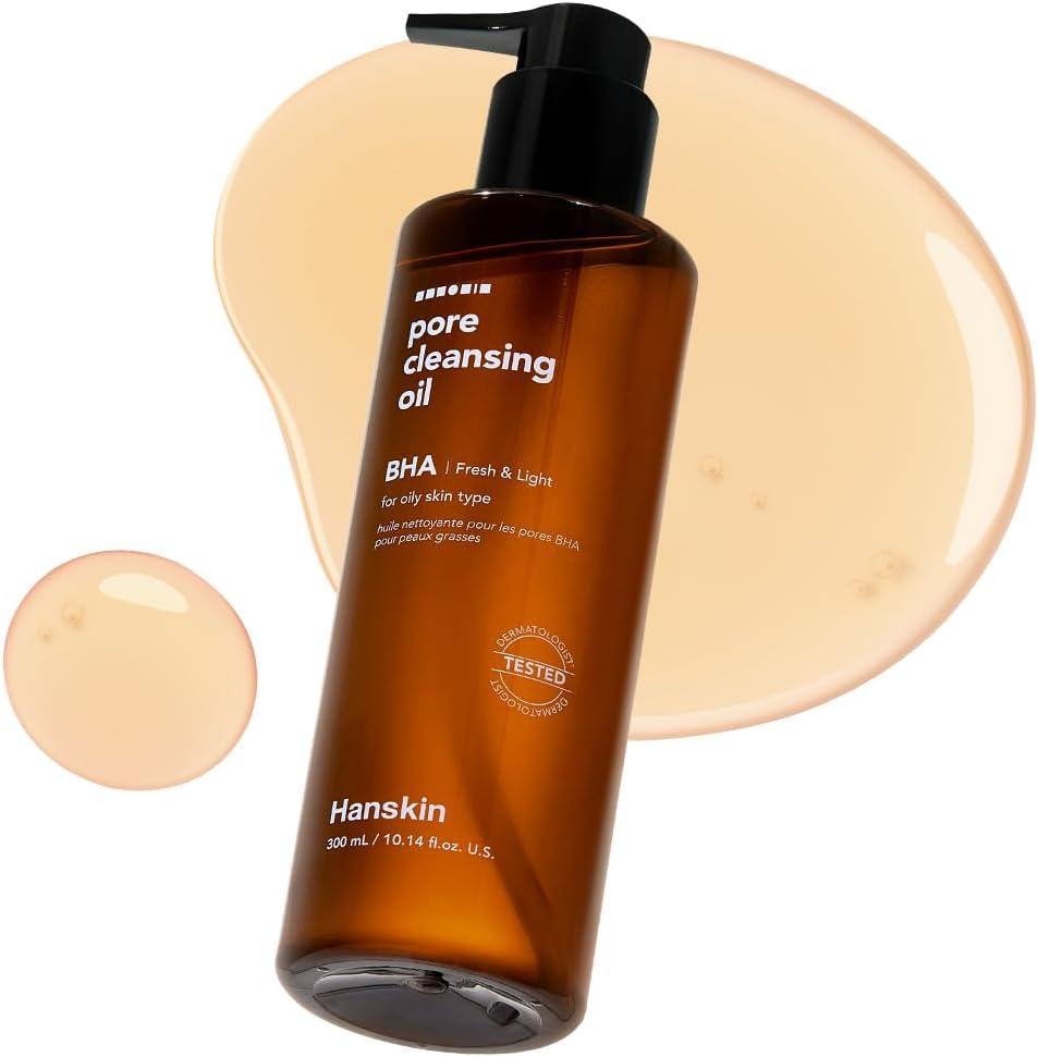 Hanskin Pore Cleansing Oil, Gentle Blackhead Cleanser and Makeup Remover for Combination and Oily Skin - Official 2019 Exclusive USA Exported Version [BHA300ml]