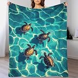 Kuscheldecke Schildkrötes Flauschige Extra Weich und Warm Wohndecke Flanell Tortoise Fleecedecke, Falten Beständig/Anti-verfärben Als Sofadecke Oder Bettüberwurf, Größe:50x60inch(127x152cm)