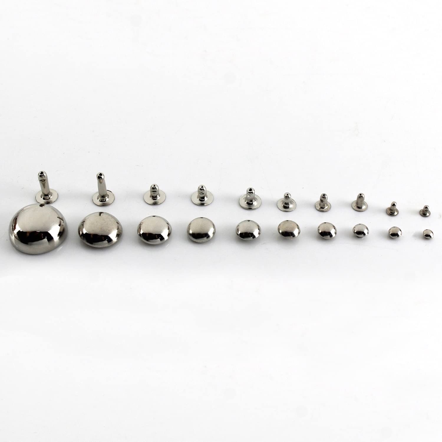 JUMELA Dome Cap Rivets Studs Metal Round Rivet For Leather Craft Bag Belt Clothing Garment Shoes Collar Parts 100pcs (Color : Silver, Size : D-4mm)