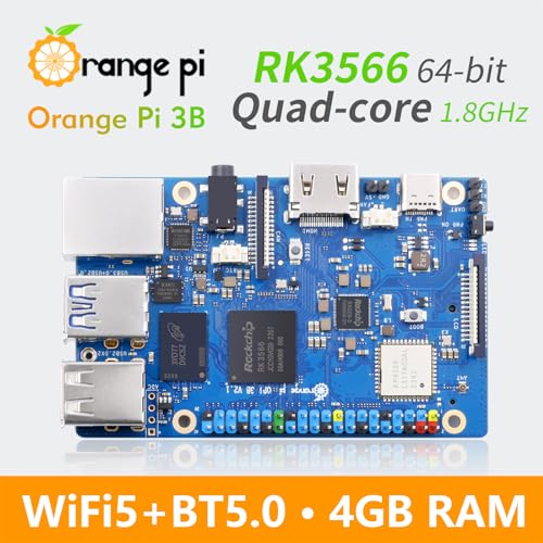 Image of Orange Pi 3B 2GB /4GB /8GB LPDDR4 /4X Rockchip RK3566 4-Core 64-Bit Single Board Computer with eMMC Socket, WiFi 5 and Bluetooth 5.0, Development Board Run Linux /Ubuntu /Debian /Android (4GB)