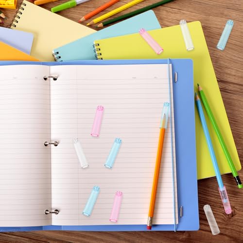 Image of 24 Pcs Plastic Pencil Cap, Clear Pencil Tip Protector Cover Colorful Portable Pencils Toppers for Wooden Pencils Classroom Student School Office Supplies