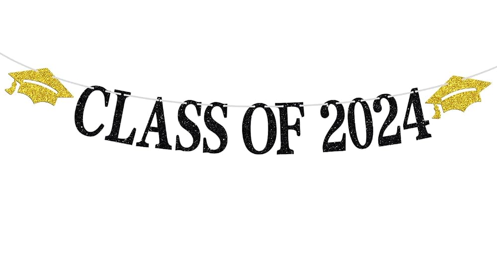 Miss Onederful Congrats Class Of 2024 Banner - Black & Green Glitter Graduation Party Decor - View #10
