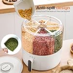 16lb Grain and Rice Storage Container, 360° Rotating 6 Grid Grain Dispenser - Image 4