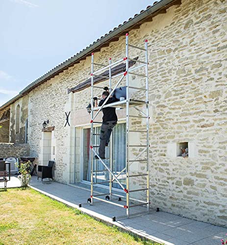 Echafaudage roulant pour escalier avec montage rapide 2,4m/4,4m en aluminium Hailo Fast & Lock 5