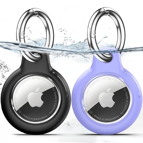 TNSNK Wasserdicht for Apple Airtag Holder hülle with Lock, Airtag Anhänger Schlüsselanhänger Case with Keychain for Luggage/Bicycles/Pets-(Black + Purple) TNSNK Wasserdicht for Apple Airtag Holder hülle with Lock, Airtag Anhänger Schlüsselanhänger Case with Keychain for Luggage/Bicycles/Pets-(Black + Purple)