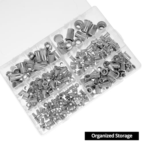 QWORK® 250 Stück 304 Edelstahl Nietmutter, Nietmuttern Sortiment Kit, 6 Größen, M3 M4 M5 M6 M8 M10