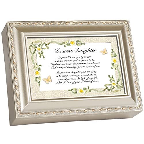 Cottage Garden Dearest Daughter Champagne Silver Rope Trim Music Box Plays You Light Up My Life