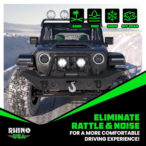 Image of Rhino USA D Ring Shackles (2-Pack) - 41,850lb Break Strength - Heavy Duty 3 /4 inch Clevis Shackle with 7 /8 Pin for Towing & Off-Road Use - Pairs with Tow Strap for Vehicle Recovery (Matte Black)