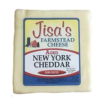 Aged New York Cheddar | 6-Pack | 8 oz Each | Artisan Cheese | Made with Whole Milk | Crafted in Small Batches | Jisas Farmstead Cheese