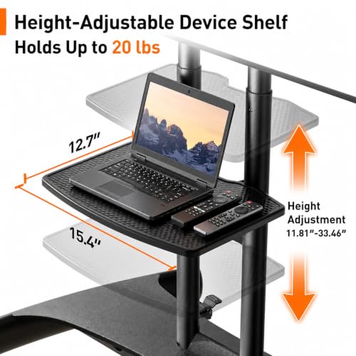 Perlegear Rolling TV Stand for 32-84 Inch TV, Mobile TV Cart up to 100lbs, Adjustable Height Outdoor TV Cart with Heavy-Duty Base, VESA 600x400mm, Portable TV Stand on Wheels for Livingroom PGTVMC05-1 - Image 5