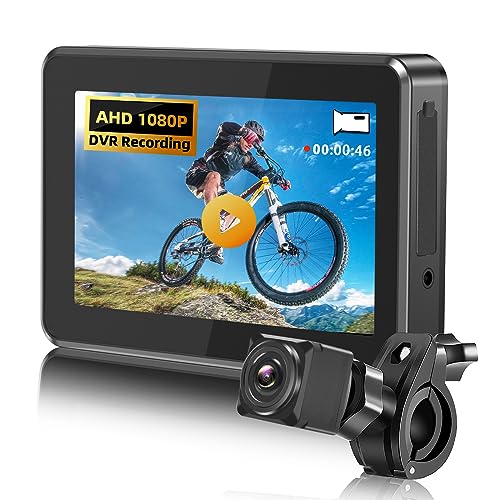 ATOVANKA Bike Camera Recorder,4.3 "Bike Rear View Camera Wide Angle,Night Vision Bicycle Rear View Camera,5000 mAh Bicycle Camera.IP68 Waterproof