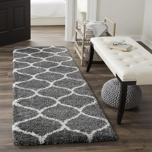 GRAND HOME Shaggy Carpet for Bedroom Living Room Rug Runner Carpet for Guest Room Fluffy Carpet Anti Slip Rug for Kitchen and Bathroom Soft and Reversible Area Carpet (Grey M, 2x4 Feet)