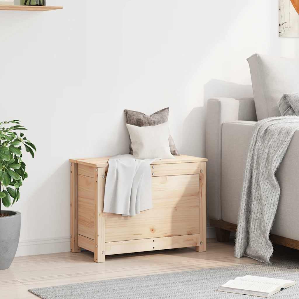 Truhe 60x32x45,5 cm Massivholz Kiefer | Deckel mit Gasdruckfeder, Reichlich Stauraum, Robust und Stabil, Mit Montageanleitung