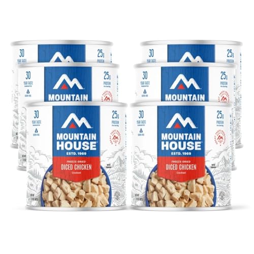 Mountain House Freeze-Dried Cooked Diced Chicken #10 Can – 84 Total Servings (6 Cans, 14 Servings Each) – Ready-to-Eat Emergency Survival Canned Food – Gluten-Free, Dairy-Free, High-Protein, Shelf-Stable – Long-Term Food Storage for Camping, Hiking, Backpacking & Disaster Preparedness – 30-Year Taste Guarantee – Made in USA
