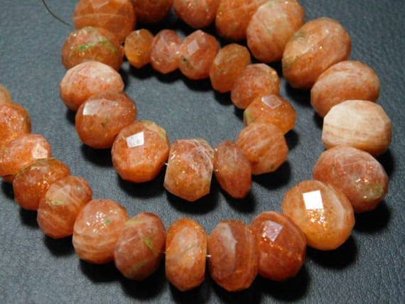 Sunstone Faceted Rondelles pour création de collier en pierre de soleil brute LKBEADS 387ct