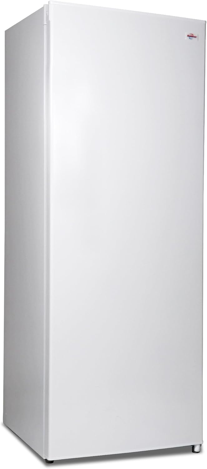 Koolatron 7.0 Cubic Feet Capacity White Upright freezer - 4 fixed grid shelves, Garage Ready, Meat Storage, Manual Defrost, Space Saving, Congelador For Home, Apartment, Basement, Dorm, Room