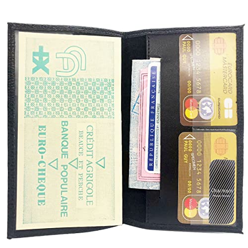 Charmoni - Scheckhefthülle – Schutzhülle für Scheckheft, Kreditkartenfach, Ausweis, Geldschein – Leder – Alles in One – leicht und kompakt, C07 Dunkelbraun, one size, Klassisch