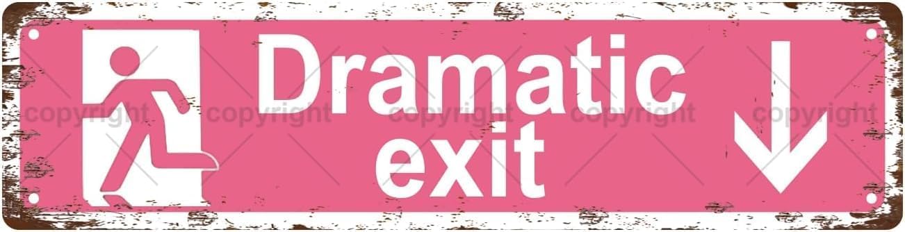 Dramatic Exit Down Arrow Vintage Metal Tin Street Sign Bar Cafe Garage Cave Home Room Wall Bathroom Farmhouse Garden Porch Patio Decor, 16 x 4 Inch