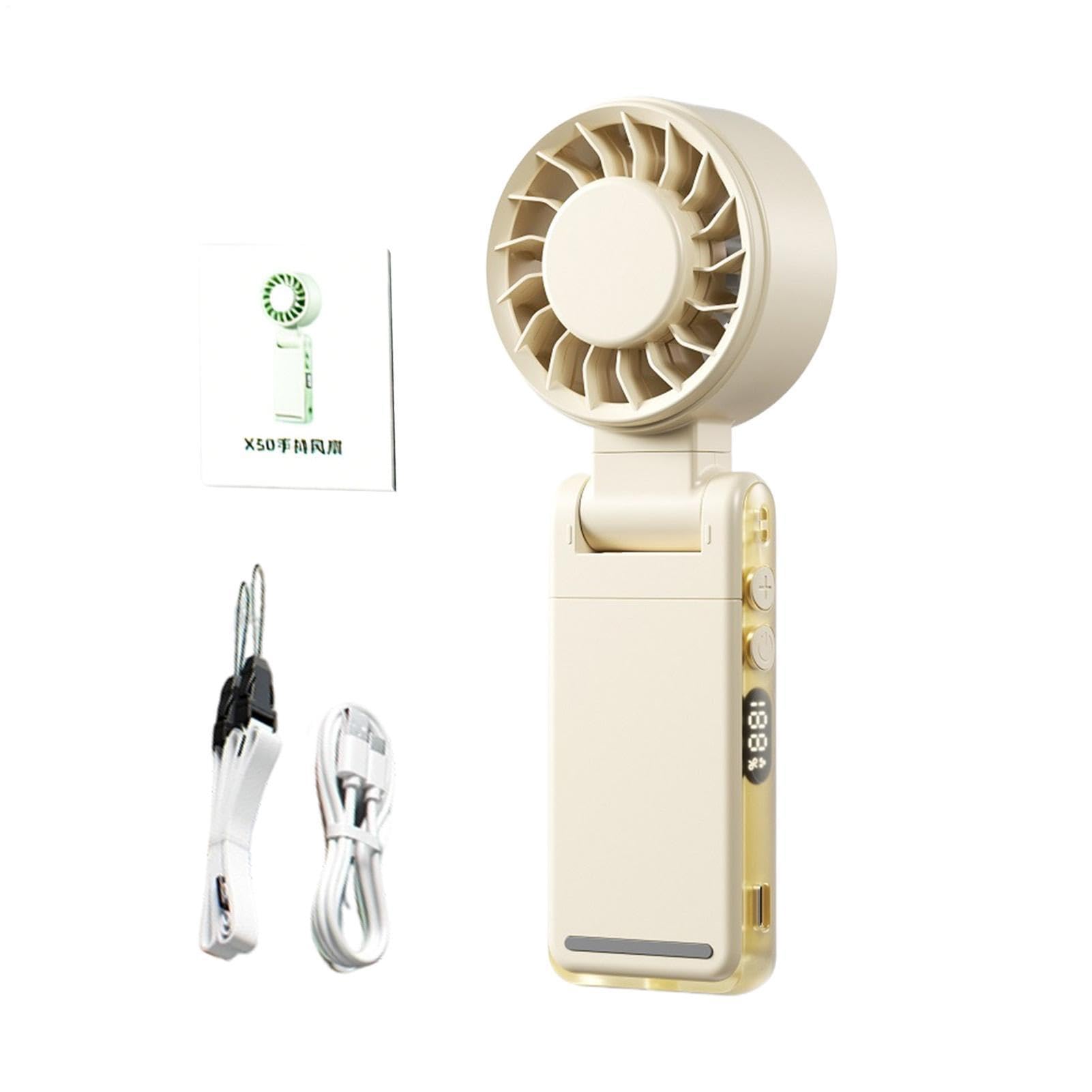 Ventilateur portable à main Teksome rechargeable avec 5 vitesses et écran LED pour l'été