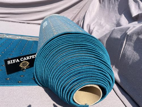 Image of Sifa Carpet Luxury Anti Skid Acrylic Zanamaj Prayer Carpet Rolls for Masjid and Gallery(Super /Blue 4x50 Feet)