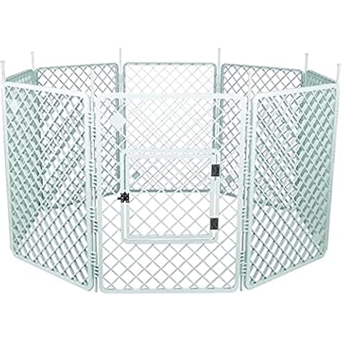 Parque infantil para perros Iris Ohyama Europe con 8 paneles y 1 puerta de plástico plegable Cover