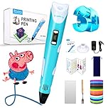 Sunfuny 3D Pen, 3D Printing Pen Drawing Art Craft Set with 150ft 15 Color PLA Filament Refill, 3-Dimensional Printer Pencil Crayon 3D Stylo Gift Kit for Kids Adults, Adjustable Speed＆Temp, Baby Blue