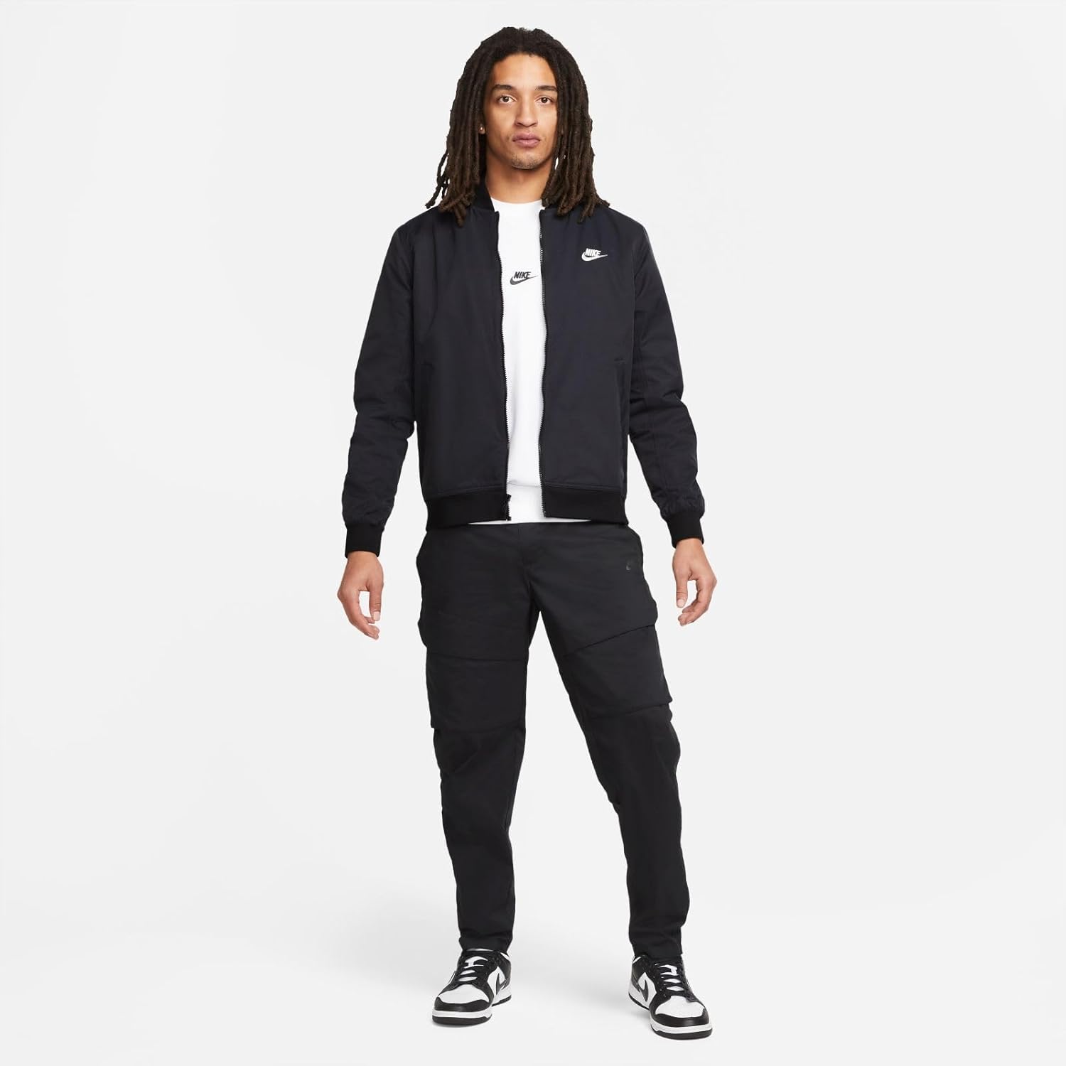 Nike Sportswear Sport Essentials Men's Woven Unlined Bomber Jacket (as1, alpha, l, regular, regular, Black/White) - Image 7