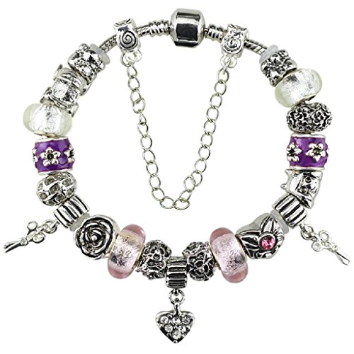 White Birch Cuore Vetro Perline Bracciale con