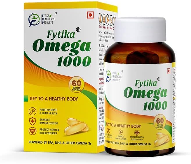 Aceite de pescado Omega 3 1000 mg 60 cápsulas para corazón, ojos, piel, cerebro, articulaciones y músculos  Omega 3 1000 mg Cápsula de ácidos grasos