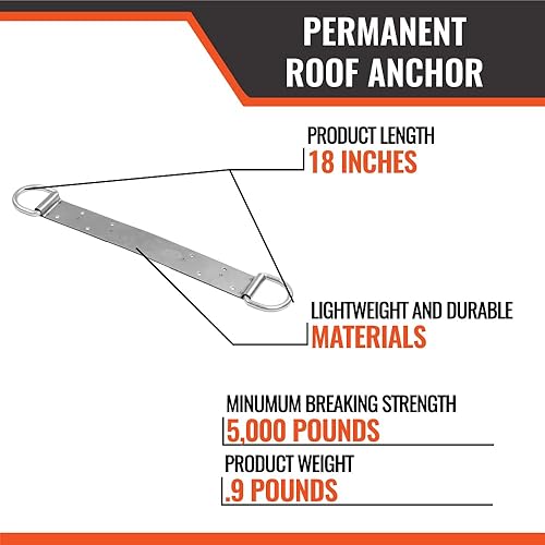 Miniatura 4 de Malta Dynamics Anclaje permanente para techo, anclaje de protección contra caídas de doble anillo en D de 18 pulgadas, sistema de detención de
