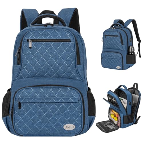 Image of ANILD Lunch Backpack, 15.6 Inch Laptop Backpack with Insulated Cooler Compartment for Men Women, Travel Work Computer Backpack