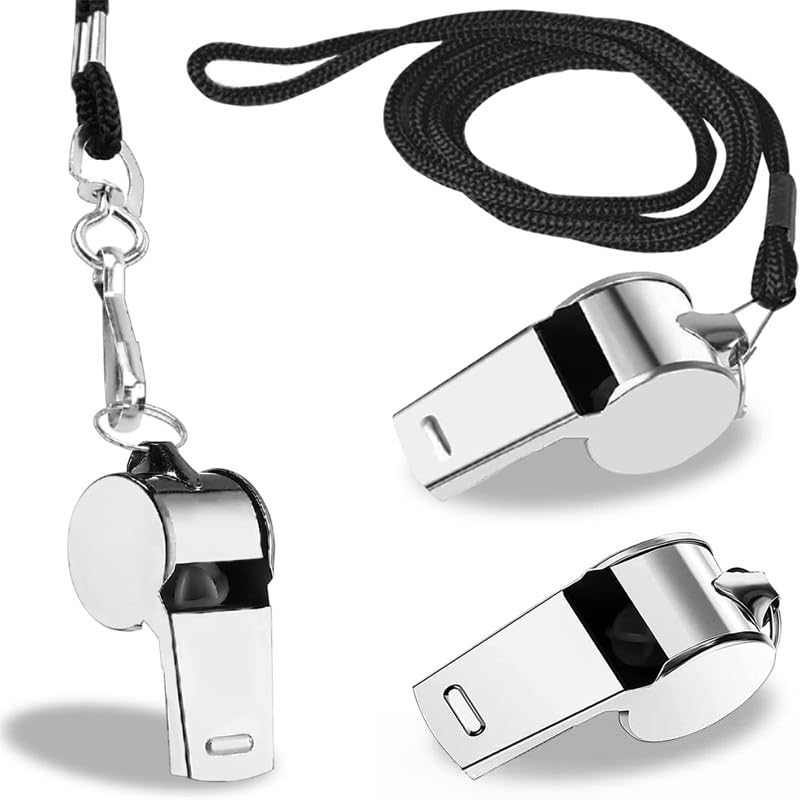 Silbato de acero inoxidable con cordón para deportes miniatura 6