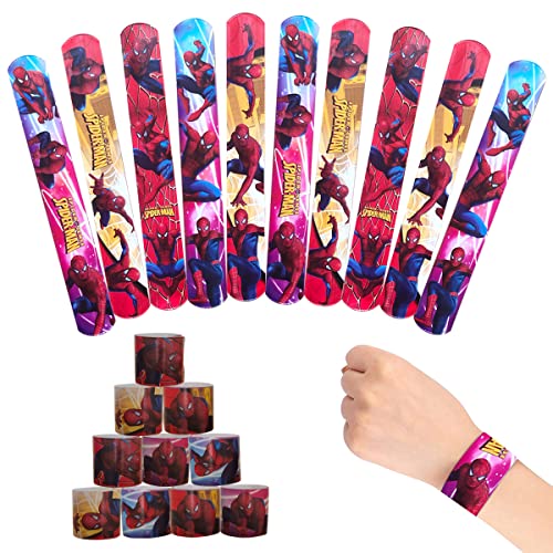 MODALI Slap Bracelets, Spiderman Bracelets de Chez pour Enfants Les Fêtes D'anniversaire, 10 PCS à Claquer Enfant Parti Sac Remplisseurs Cadeau Party Favors Filles Garçons