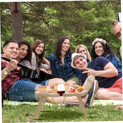 Table en bois pliante ronde kaki VICASKY pour camping - 6