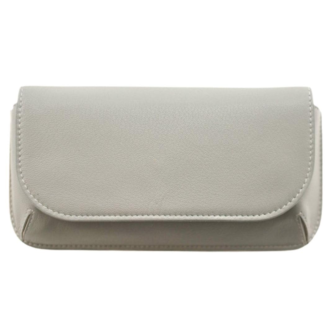 Mala Leather Unisex Grey Large Structured Glasses Case – Leather, Magnetic Closure, Soft Lining – 17×9×3 Cm (Grey)