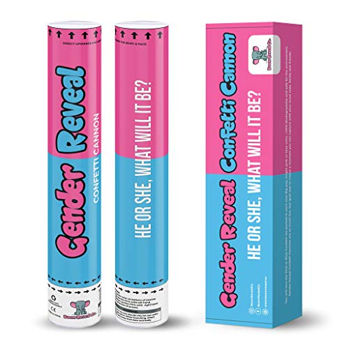 Gender Reveal Confetti Cannons Pink OR Blue Set of 2 16 inch Confetti Poppers Baby Shower Announcement Boy or Girl