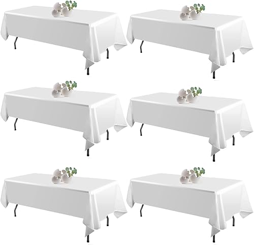 Haewlear Mantel rectangular blanco de 90 x 132 pulgadas para mesa de 6 pies, resistente a las arrugas, lavable, para comedor, fiesta y campamento
