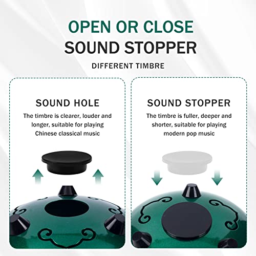 Musfunny Steel Tongue Drum For Adults 6 Inch 8 Note C-Key Tongue Drum Set For Kids With Bag, Music Book, Drumsticks And Finger Picks For Meditation Entertainment Musical Education Concert (Green) #TOP4