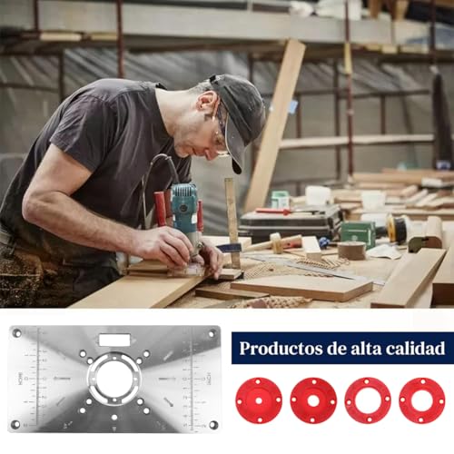 Image of Serplex Router Table Insert Plate Carpenter Tools, Aluminum Router Plate for Woodworking Table Top Insert Mounting Plate Wood Tools Trimming Milling Machine with Accessories