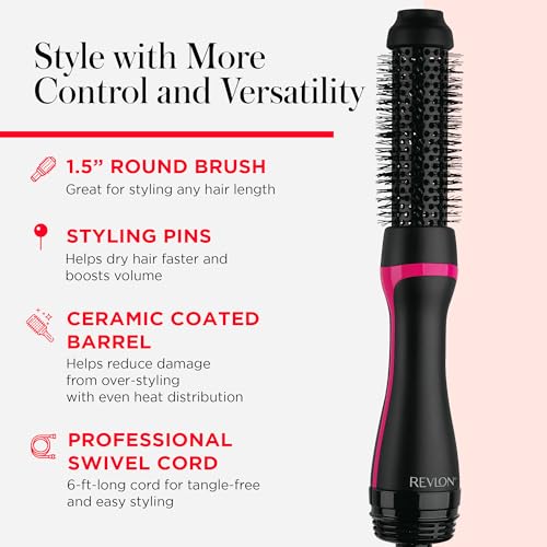 REVLON One-Step Hair Dryer and Styler - Root Booster Round Brush for Styling, Dryer Brush for Fast and Easy Salon-Quality Blowout, More Shine and Less Frizz (1-1/2 in) by REVLON - Image 5